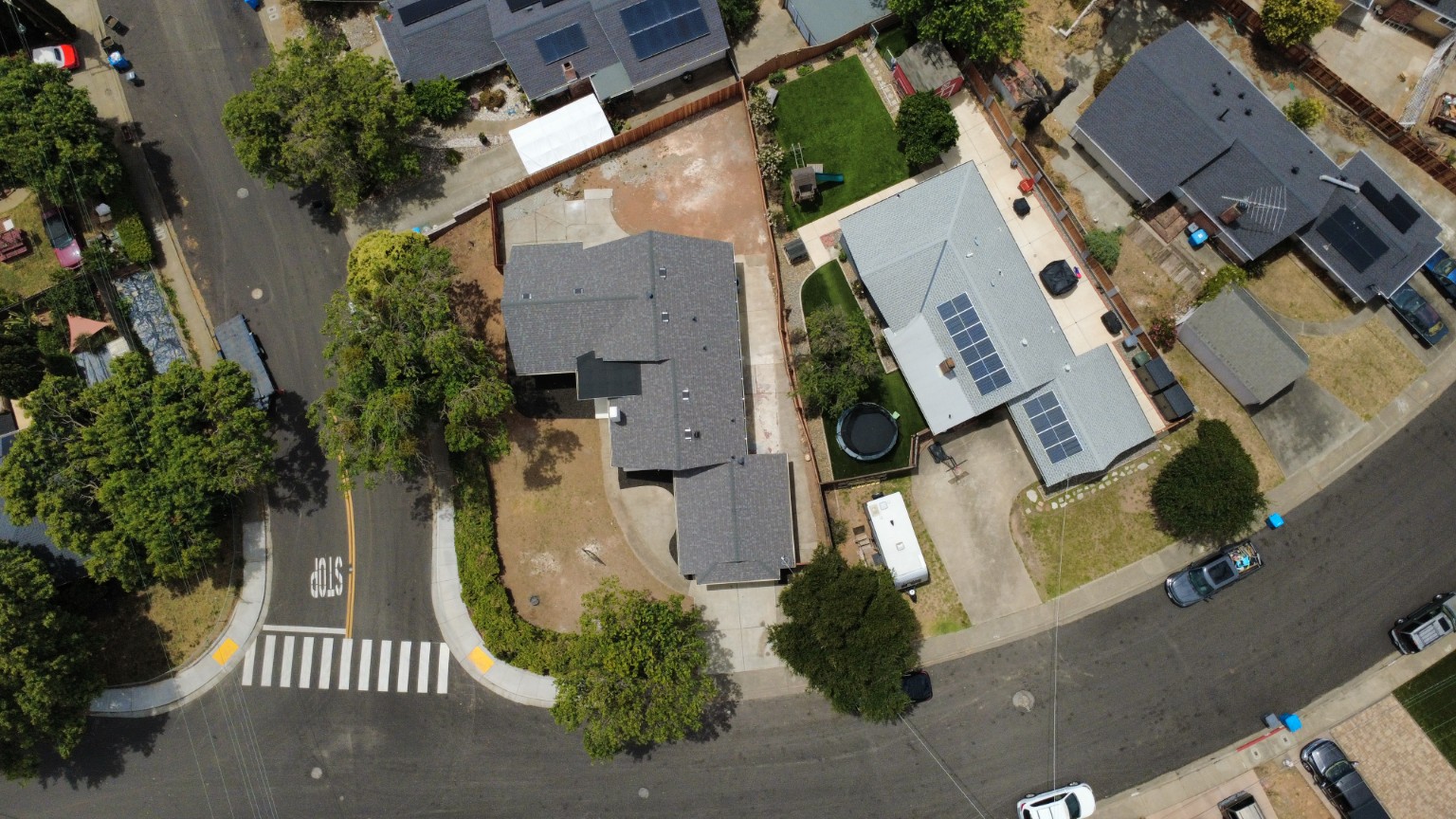 Aerial view of a residential property